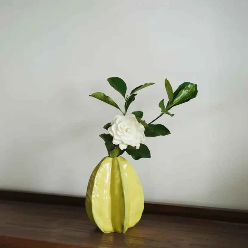 Bela Ceramic Vase | Unique Starfruit Design, Handcrafted