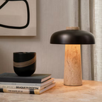 Eclipse – Black Modern Travertine Table Lamp with Touch Control
