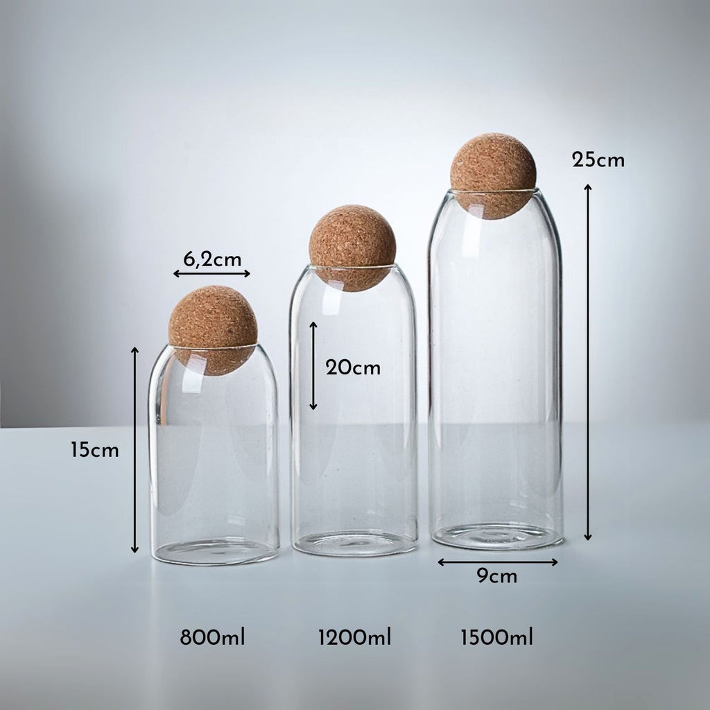 Bela Glass Container Set | Natural Cork Lids, 3 Sizes