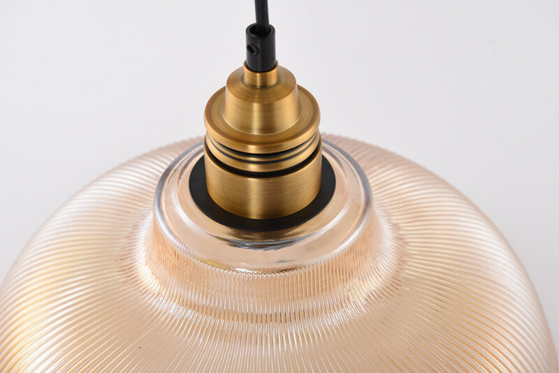 Retro Striped Glass Pendant Light with 1-Lamp Design