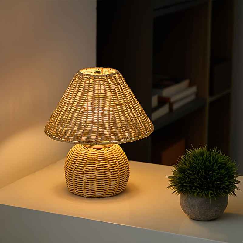 Bela Desk Lamp | Handwoven Bamboo, USB-Powered Ambient Light
