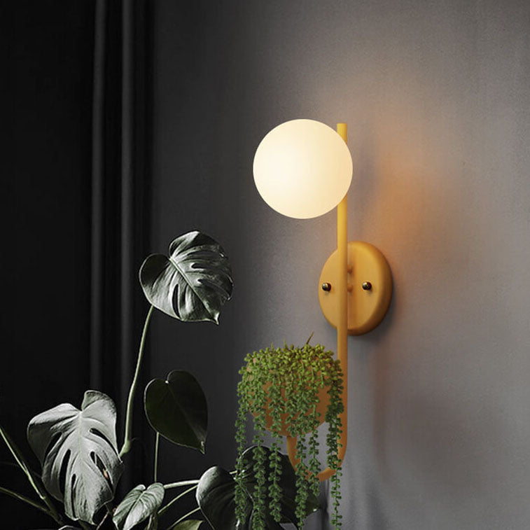 Sphere 1-Light Wall Sconce with Storage Box and Planter Decoration