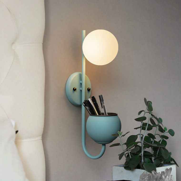 Sphere 1-Light Wall Sconce with Storage Box and Planter Decoration