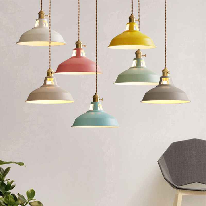 Colorful Barn Shade Pendant Light - Industrial Style, 1-Light Design