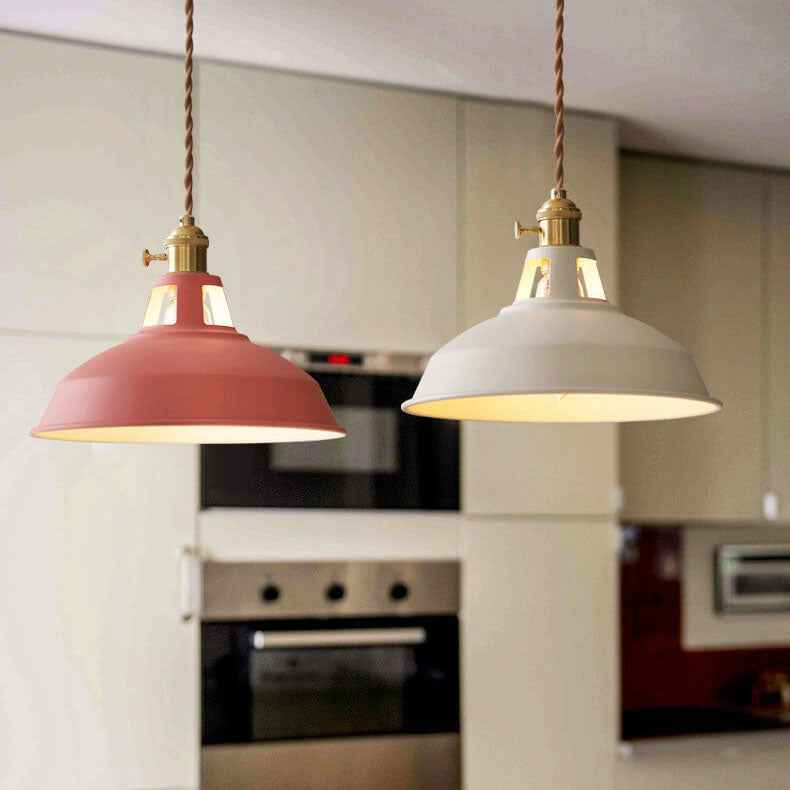 Colorful Barn Shade Pendant Light - Industrial Style, 1-Light Design