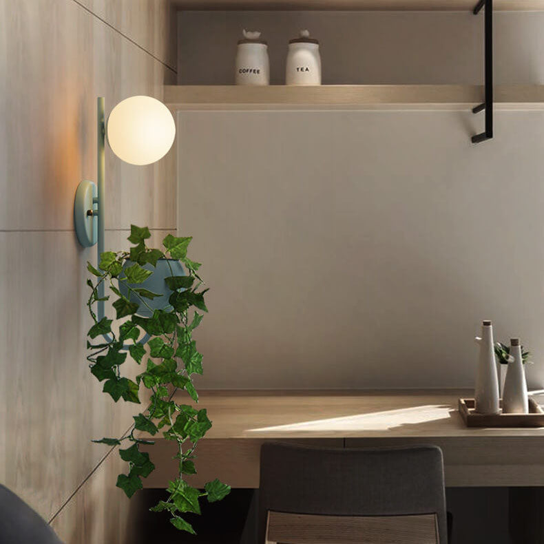 Sphere 1-Light Wall Sconce with Storage Box and Planter Decoration