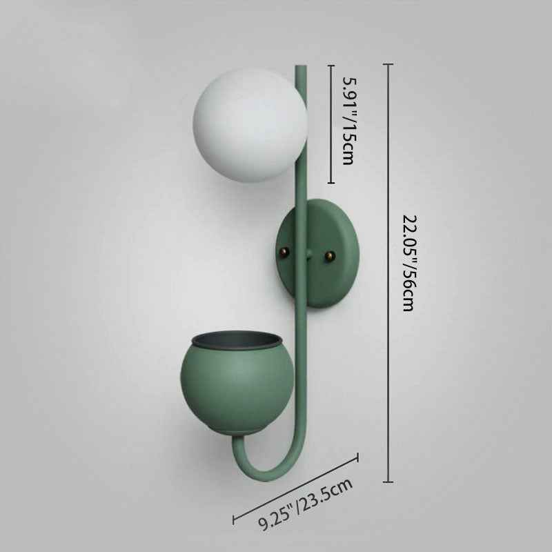Sphere 1-Light Wall Sconce with Storage Box and Planter Decoration