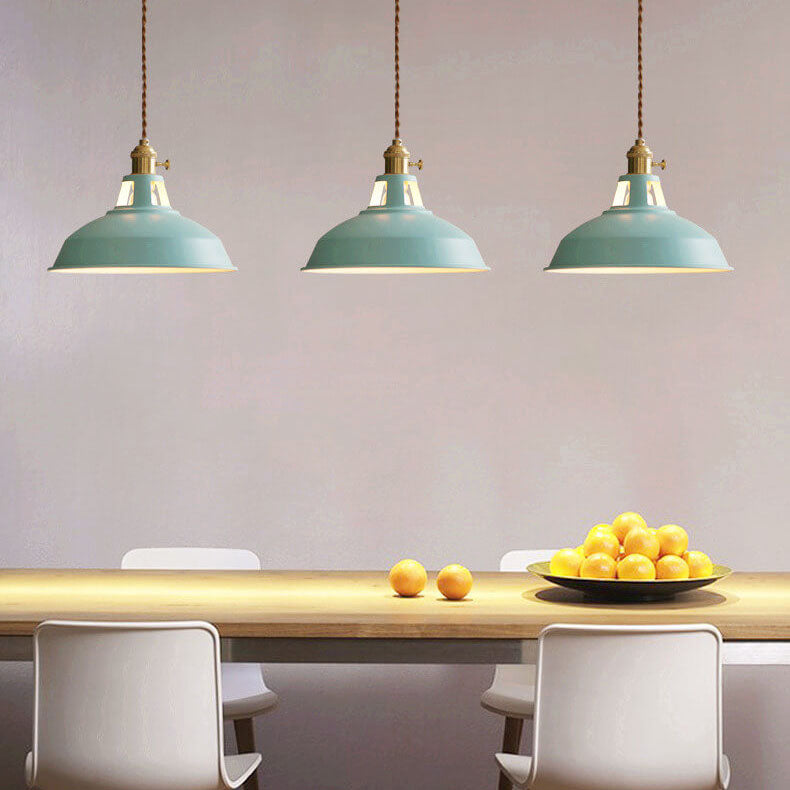 Colorful Barn Shade Pendant Light - Industrial Style, 1-Light Design