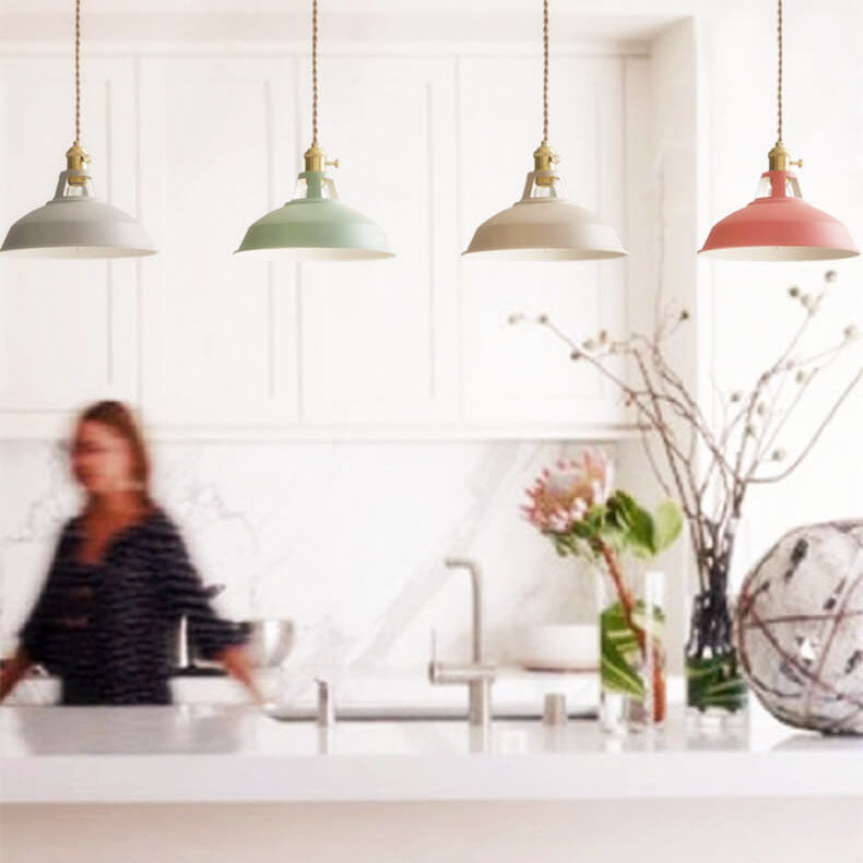 Colorful Barn Shade Pendant Light - Industrial Style, 1-Light Design