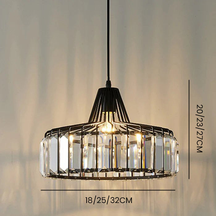 Belo Crystal Pendant Light | Adjustable Height, Matte Black Frame
