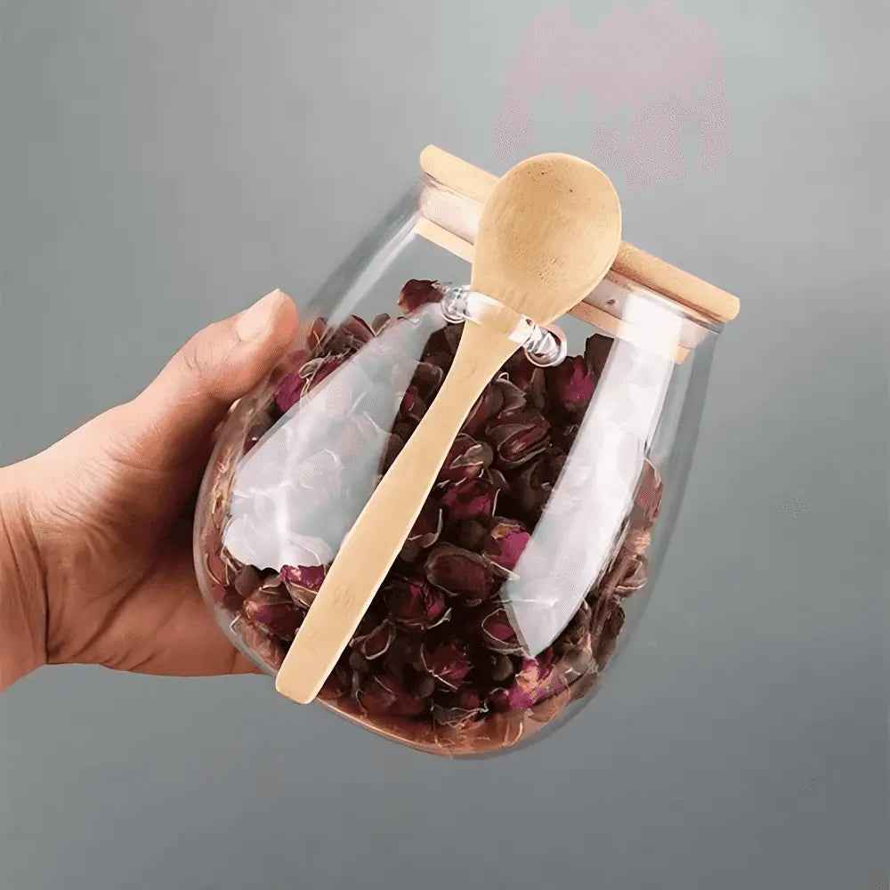 Bela Glass Storage Jar | Airtight, Natural Bamboo Lid - 3 Sizes