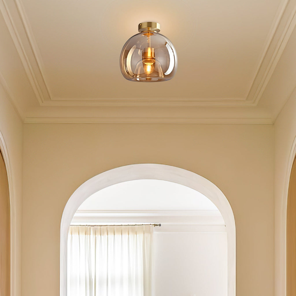 Bela Ceiling Light | Vintage Amber Bubble Glass Shade