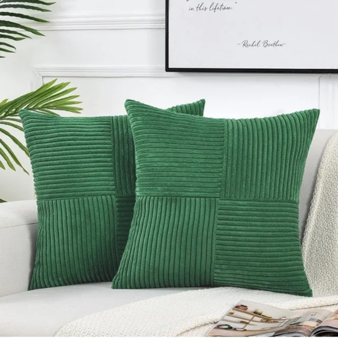 Bello Corduroy Cushion Covers | Soft Striped Texture, Invisible Zipper