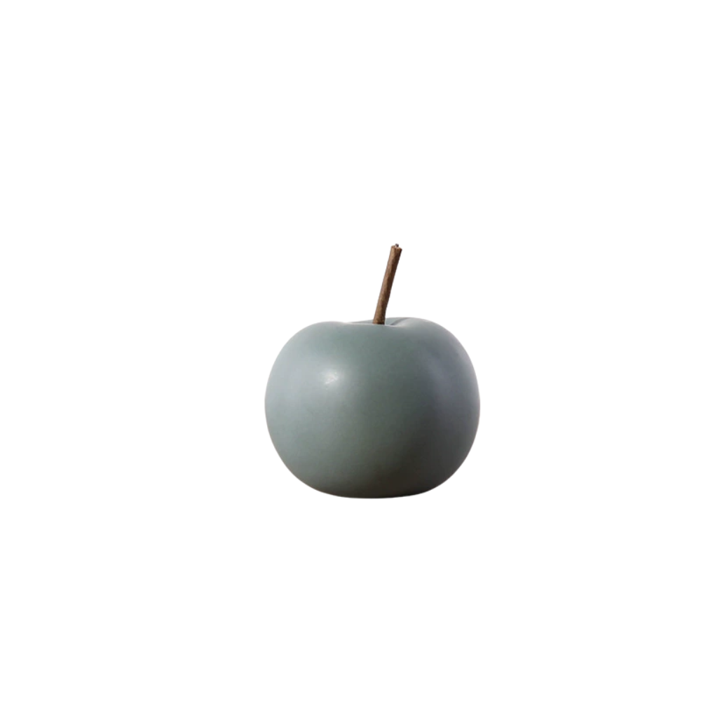Ceramic Apple Sculpture, Enamel Coating, Apple Shape, Glossy Finish