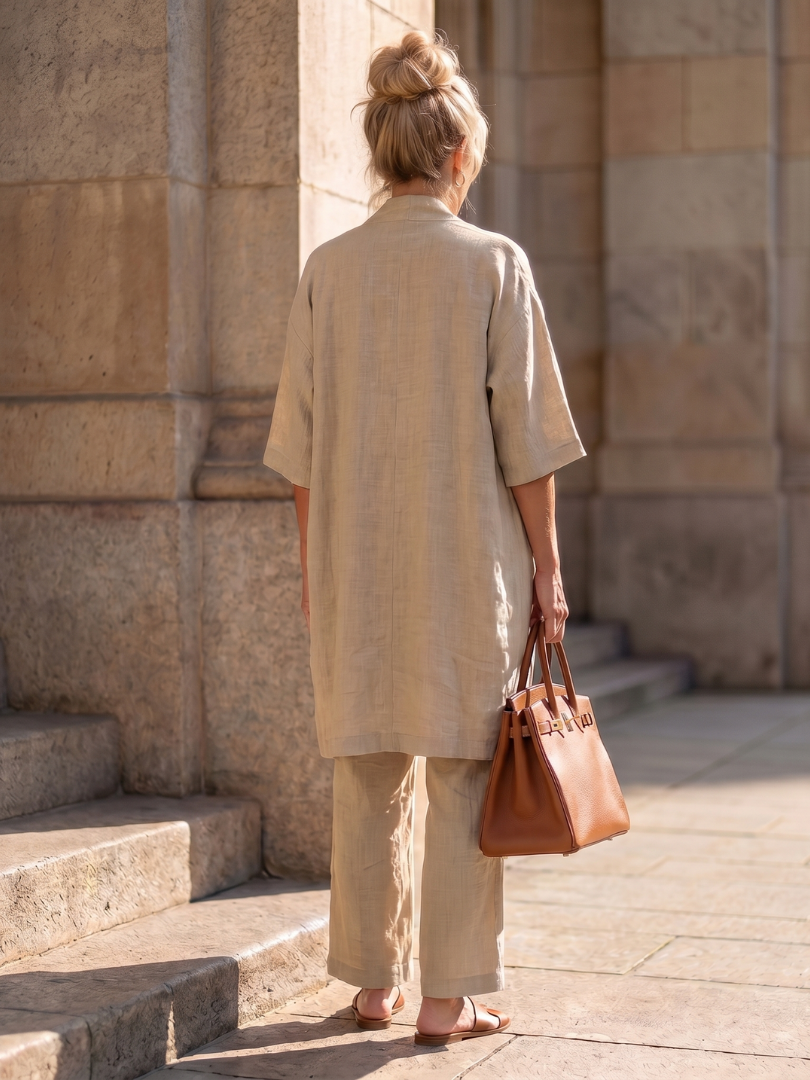 Effortless Three-Piece Pants Set for Women Dusty Wide Leg