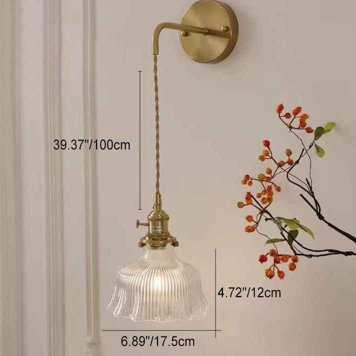 Nordic Minimalist Copper and Glass 1-Light Wall Sconce