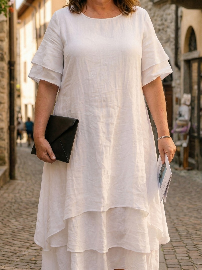 Effortless Layered Maxi Dress for Women Ruffle Hem Flutter