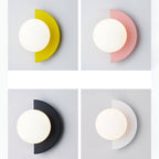 Contemporary Minimalist Colorful Glass Semi-Circle Wall Sconce Lamp with One Light