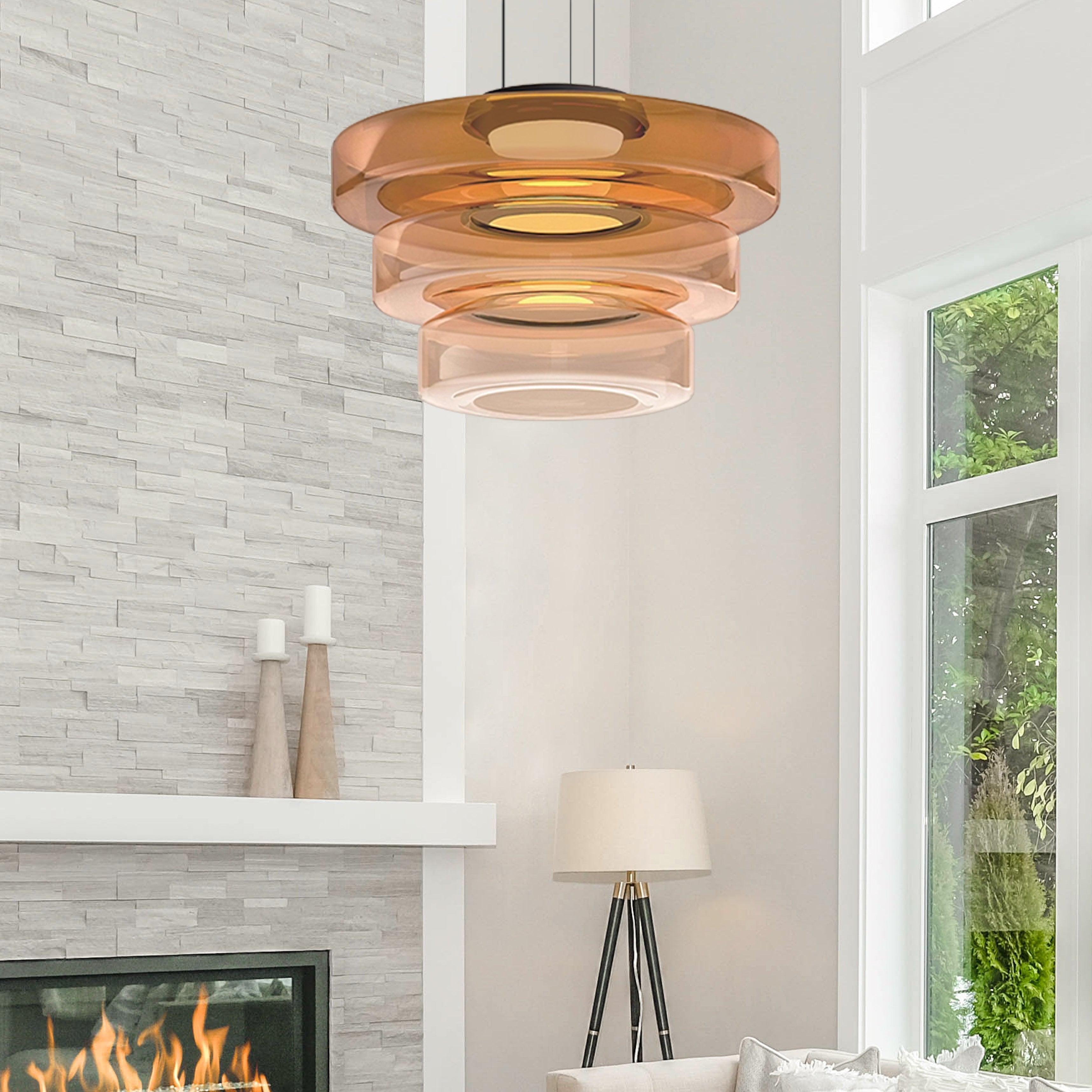 Bela Pendant Light | Layered Glass Design, Warm LED Illumination