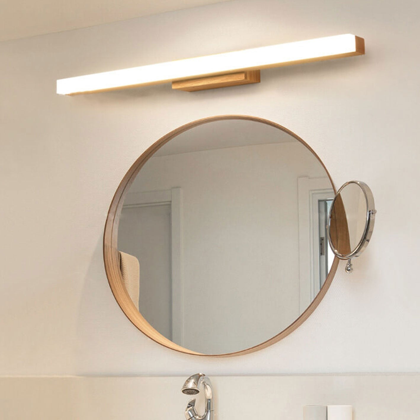 Nordic Minimalist Wooden LED Wall Sconce - Long Strip Vanity Light