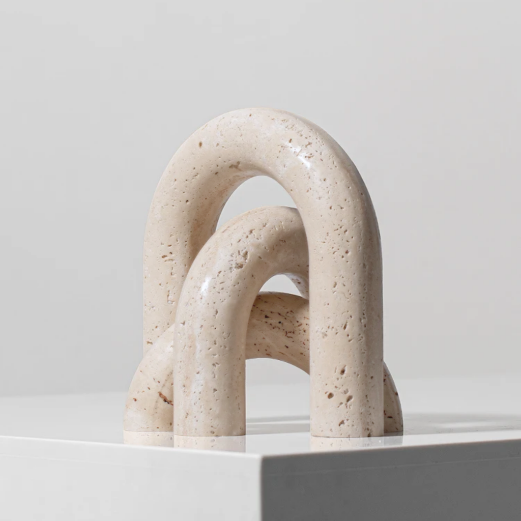 Bela Decorative Arch Figures | Travertine Marble Style, Set of 3