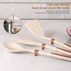 Velmoron - Silicone Kitchen Utensil Set With Wooden Handles
