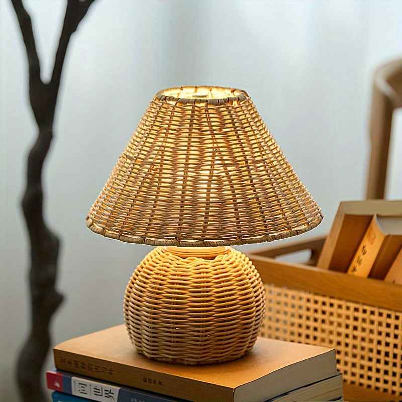 Bela Desk Lamp | Handwoven Bamboo, USB-Powered Ambient Light
