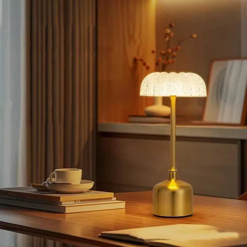 Table Lamp Rechargeable Dimmable Acrylic Floral Design