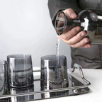 Bela Glass Decanter Set | Borosilicate Jug with 4 Grey Glasses