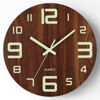 Bela Luminous Wall Clock | Silent Quartz Movement, Walnut Finish