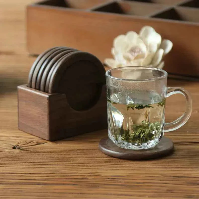 Bamboo Coaster Set | Minimalistisch, Walnoot of Beuken Hout