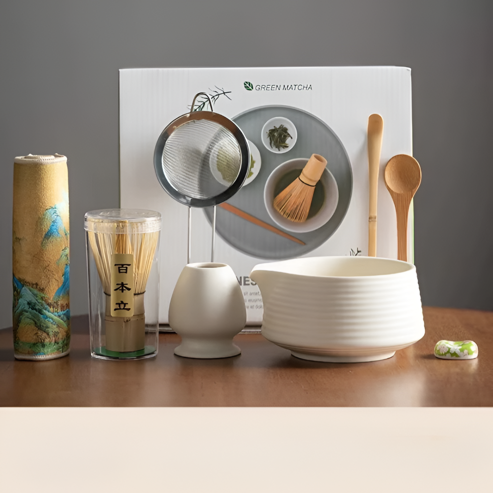 Noriyama – 8-Piece Matcha Set of Pottery and Bamboo with Bowl and Accessories