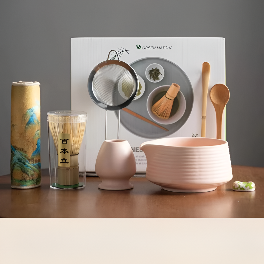 Noriyama – 8-Piece Matcha Set of Pottery and Bamboo with Bowl and Accessories
