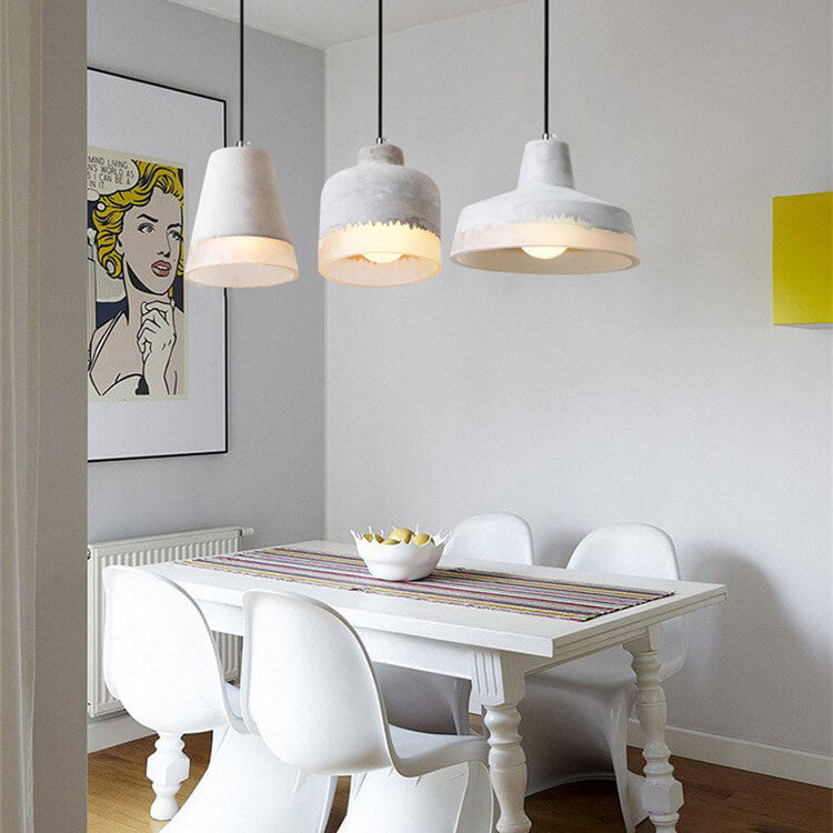 Industrial Minimalist Grey Cement Pendant Light - 1-Bulb Design