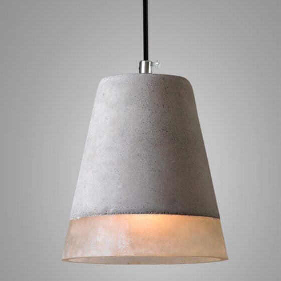 Industrial Minimalist Grey Cement Pendant Light - 1-Bulb Design