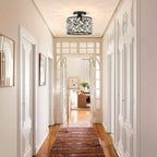 Bela Crystal Semi Flush Mount Ceiling Light | Elegant Metal Frame