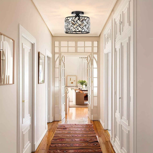 Bela Crystal Semi Flush Mount Ceiling Light | Elegant Metal Frame