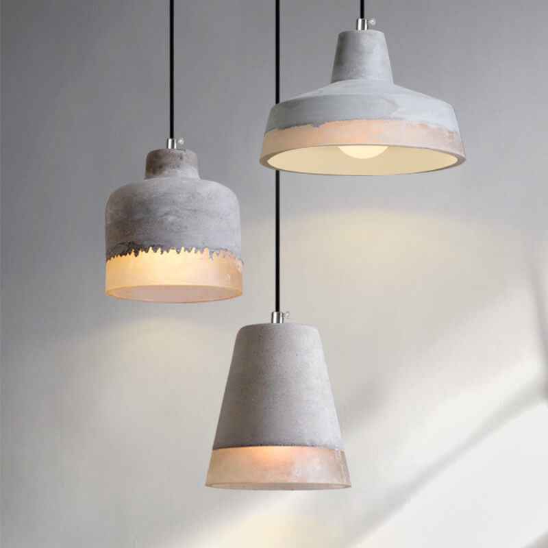 Industrial Minimalist Grey Cement Pendant Light - 1-Bulb Design