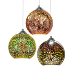 Contemporary 3D Colorful Fireworks Glass Dome Pendant Light with Single Bulb