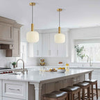 Brio Glass Pendant Light | Ribbed Shade, Polished Brass Finish