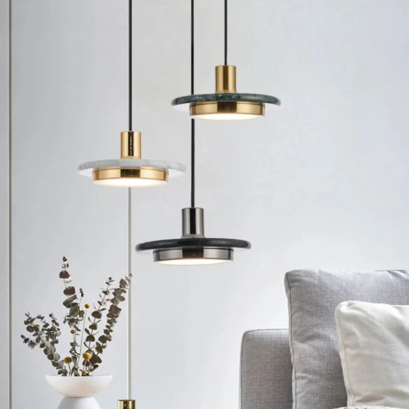 Bello Pendant Light | Marble & Iron, Adjustable Height