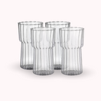 Bela High Striped Glasses Set | Thick Glass, 590ml Capacity