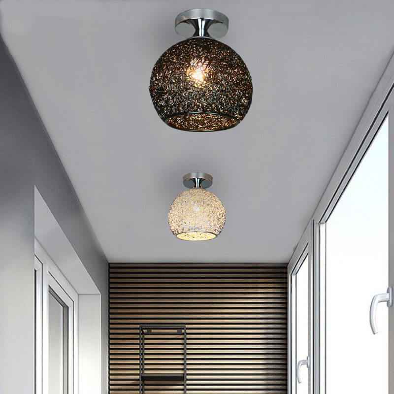 Contemporary Colorful 1-Light Dome Semi-Flush Ceiling Fixture