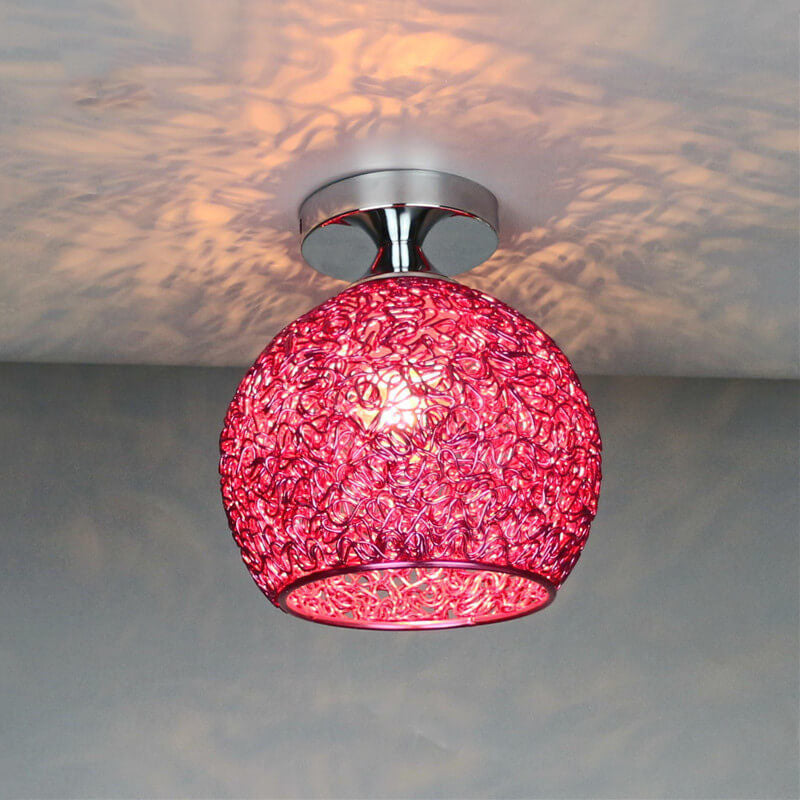Contemporary Colorful 1-Light Dome Semi-Flush Ceiling Fixture
