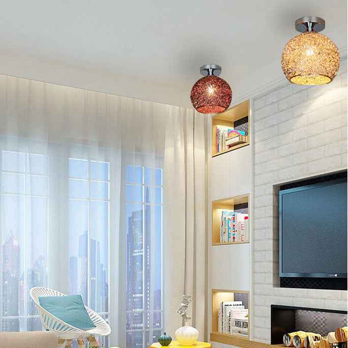 Contemporary Colorful 1-Light Dome Semi-Flush Ceiling Fixture