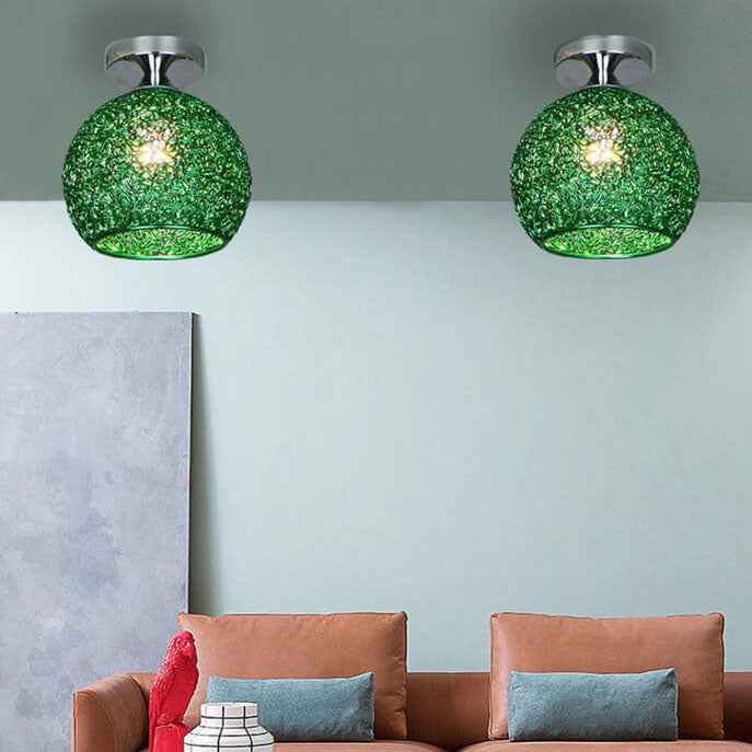Contemporary Colorful 1-Light Dome Semi-Flush Ceiling Fixture