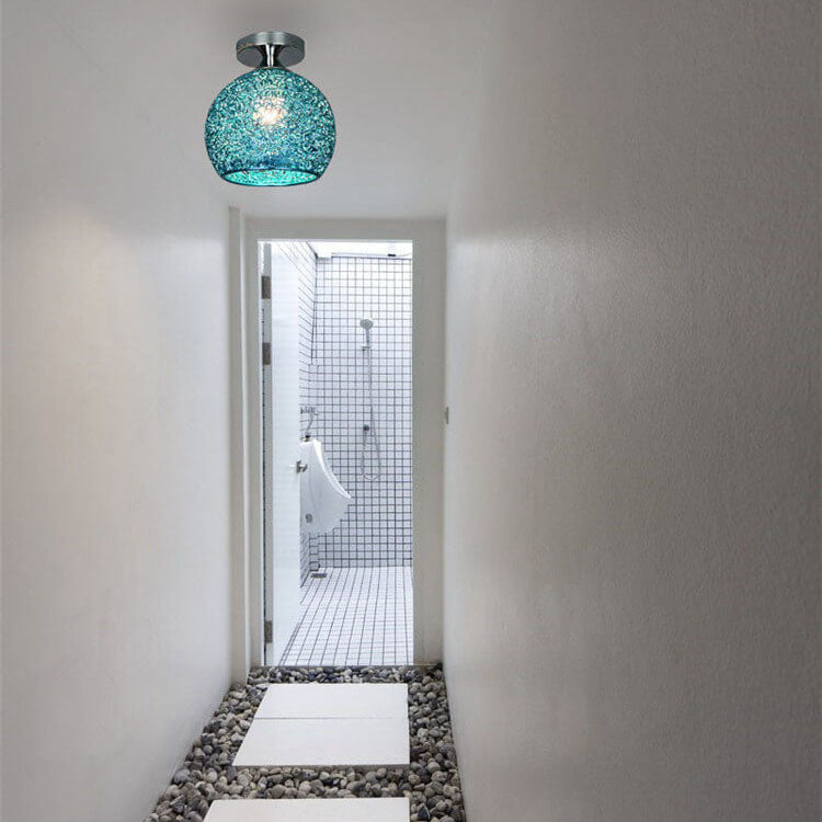 Contemporary Colorful 1-Light Dome Semi-Flush Ceiling Fixture