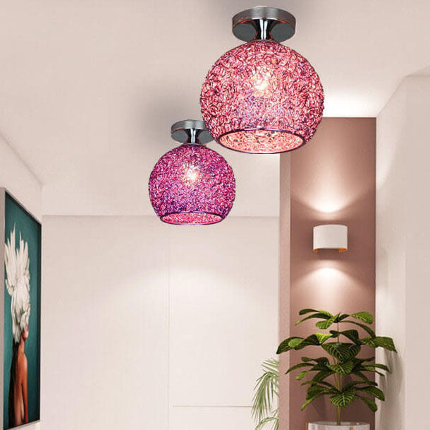 Contemporary Colorful 1-Light Dome Semi-Flush Ceiling Fixture