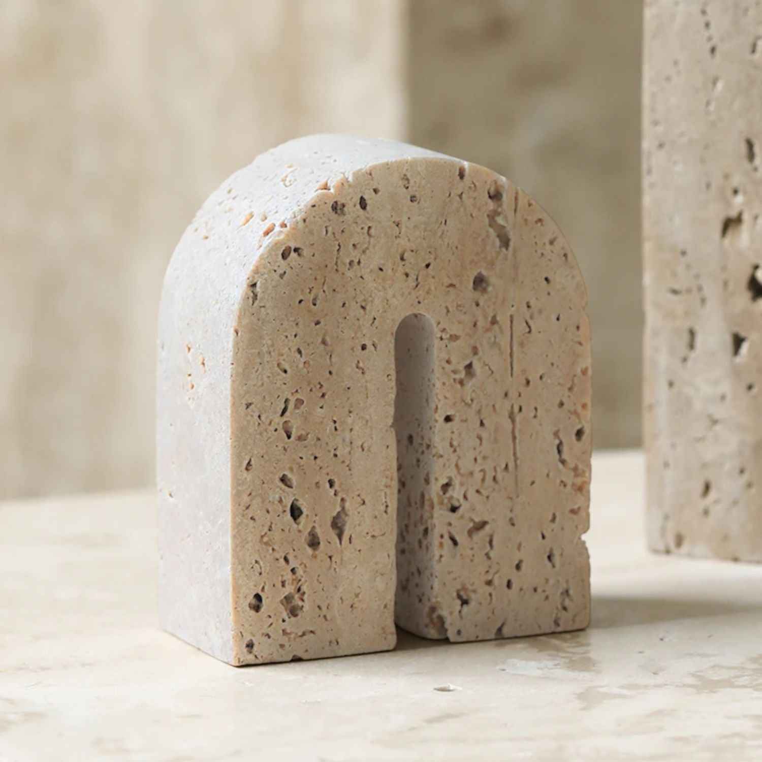 Bela Small Decorative Arch | Natural Travertine Stone, Minimalist Design