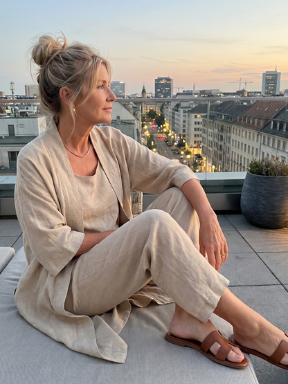 Effortless Three-Piece Pants Set for Women Dusty Wide Leg